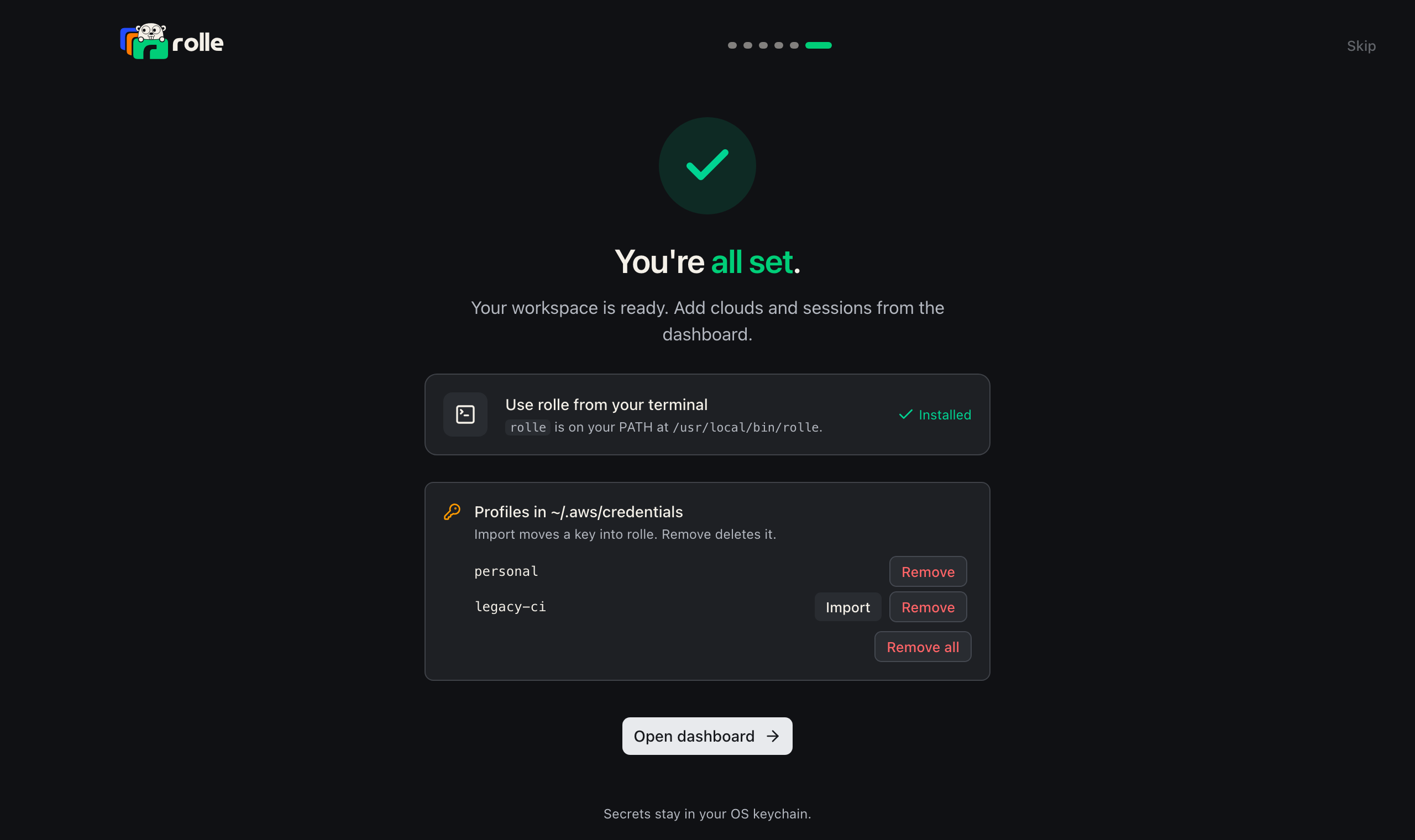 Onboarding Done step